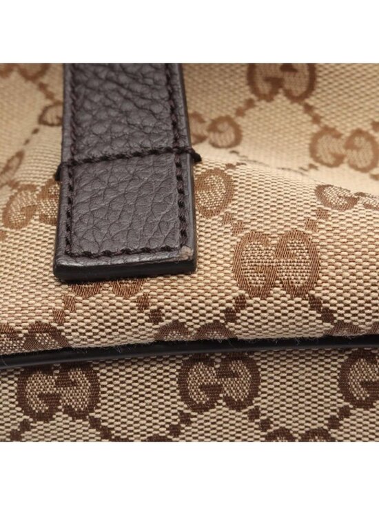 Gucci Backpack Beige Dark Brown Canvas Leather main image 5